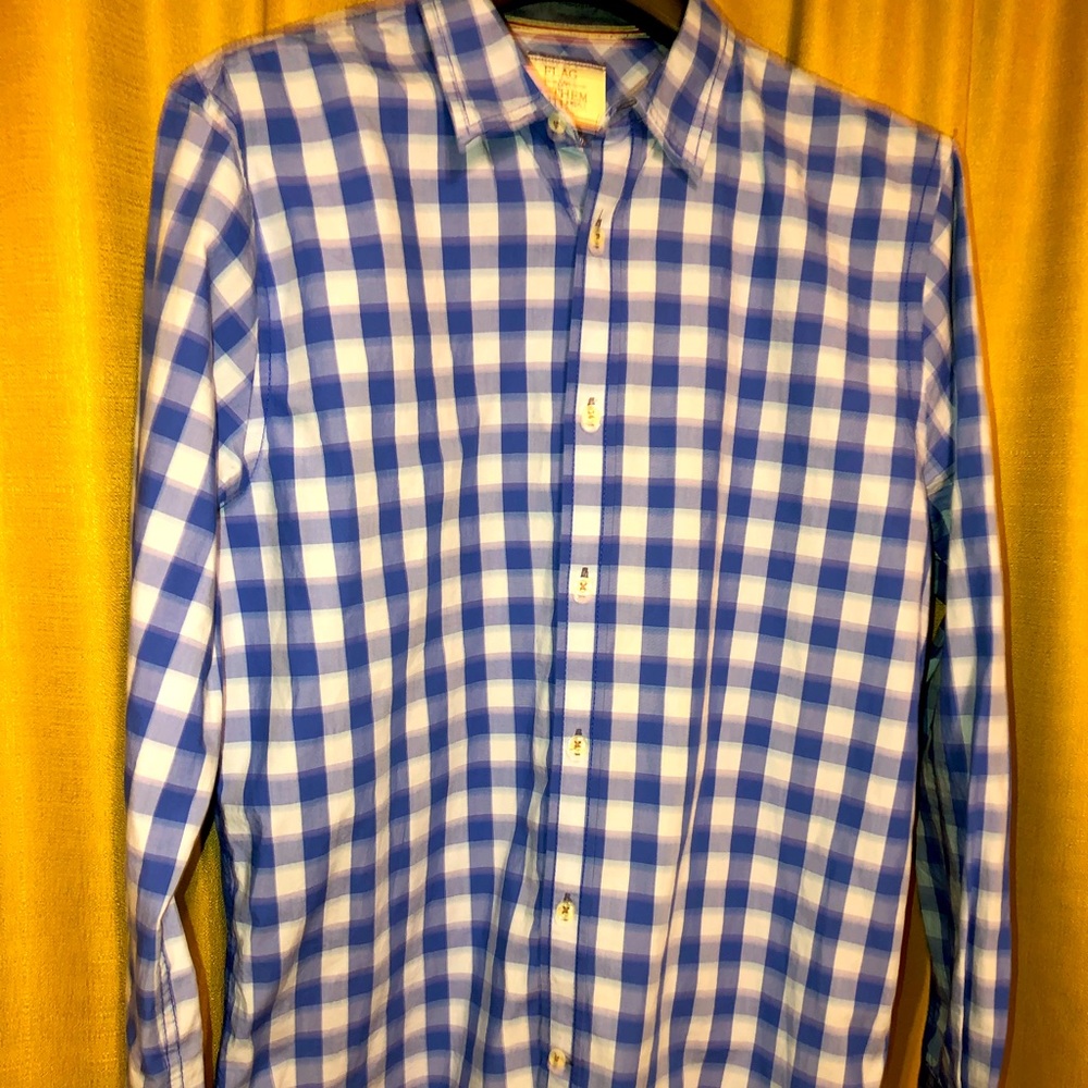 Stitch Fix Flag & Anthem Men's Large Blue White Check Poplin Button Down Shirt